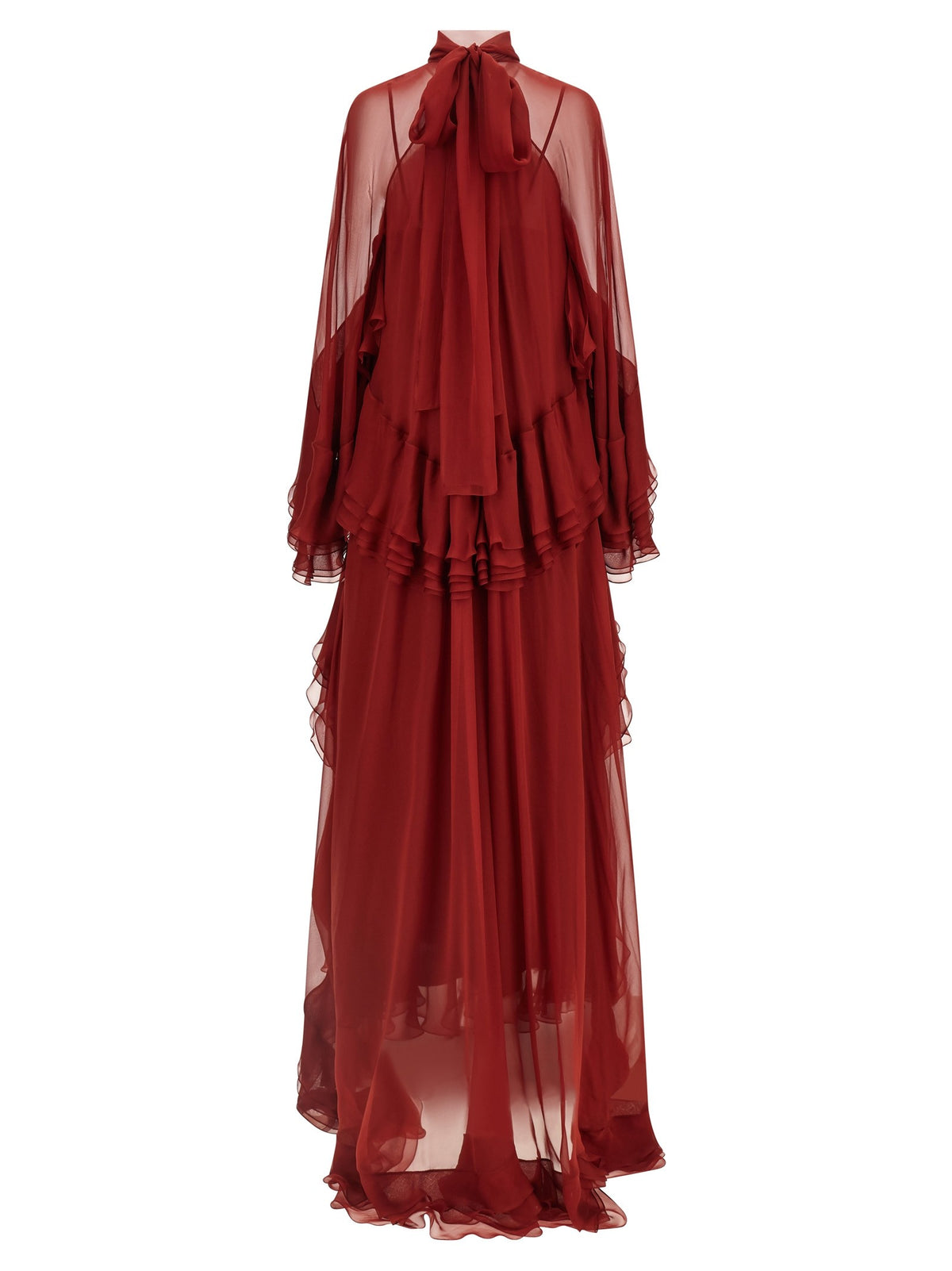 Alberta Ferretti Ruffle Dress Red