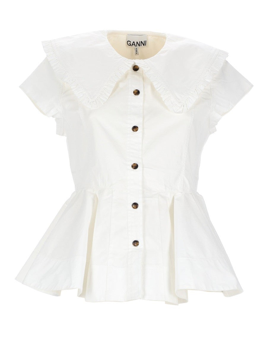 Ganni Women's Ruffle Shirt White