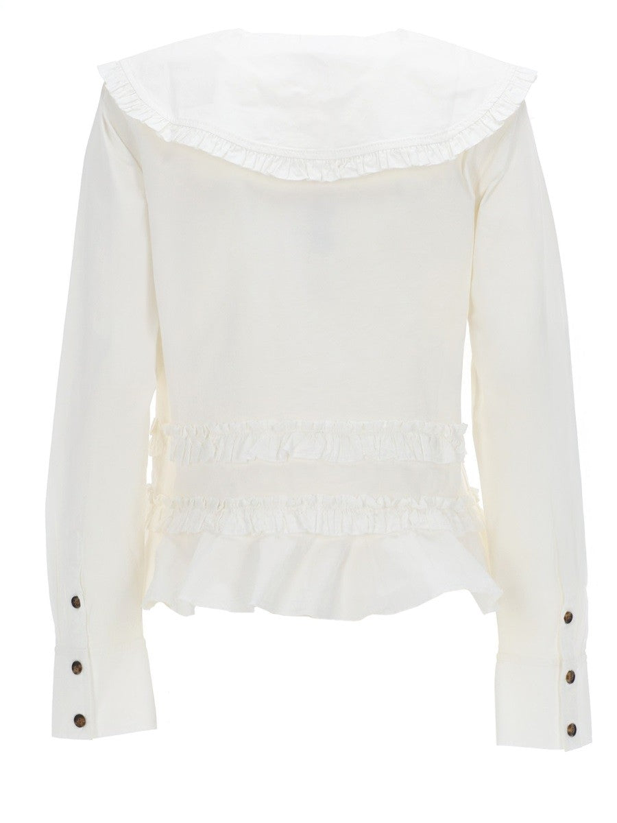 Ganni Women's Ruffle Shirt White
