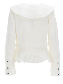 Ganni Women's Ruffle Shirt White