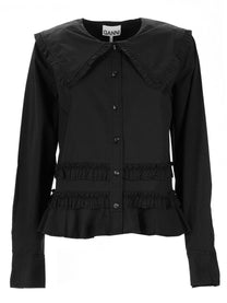 Ganni Women's Ruffle Shirt Black