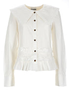 Ganni Women's Ruffle Shirt White