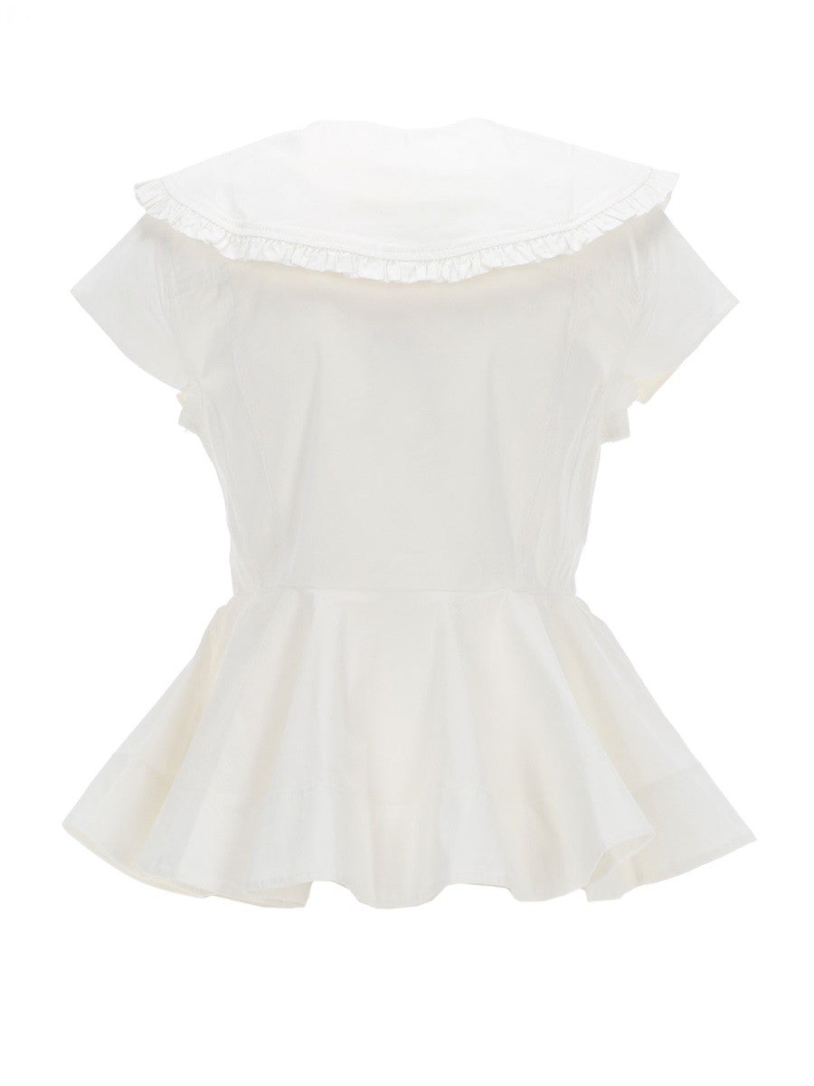 Ganni Women's Ruffle Shirt White