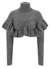 Elisabetta Franchi Ruffle Sweater Grey