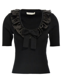 Alessandra Rich Ruffle Shirt Black