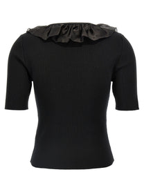 Alessandra Rich Ruffle Shirt Black