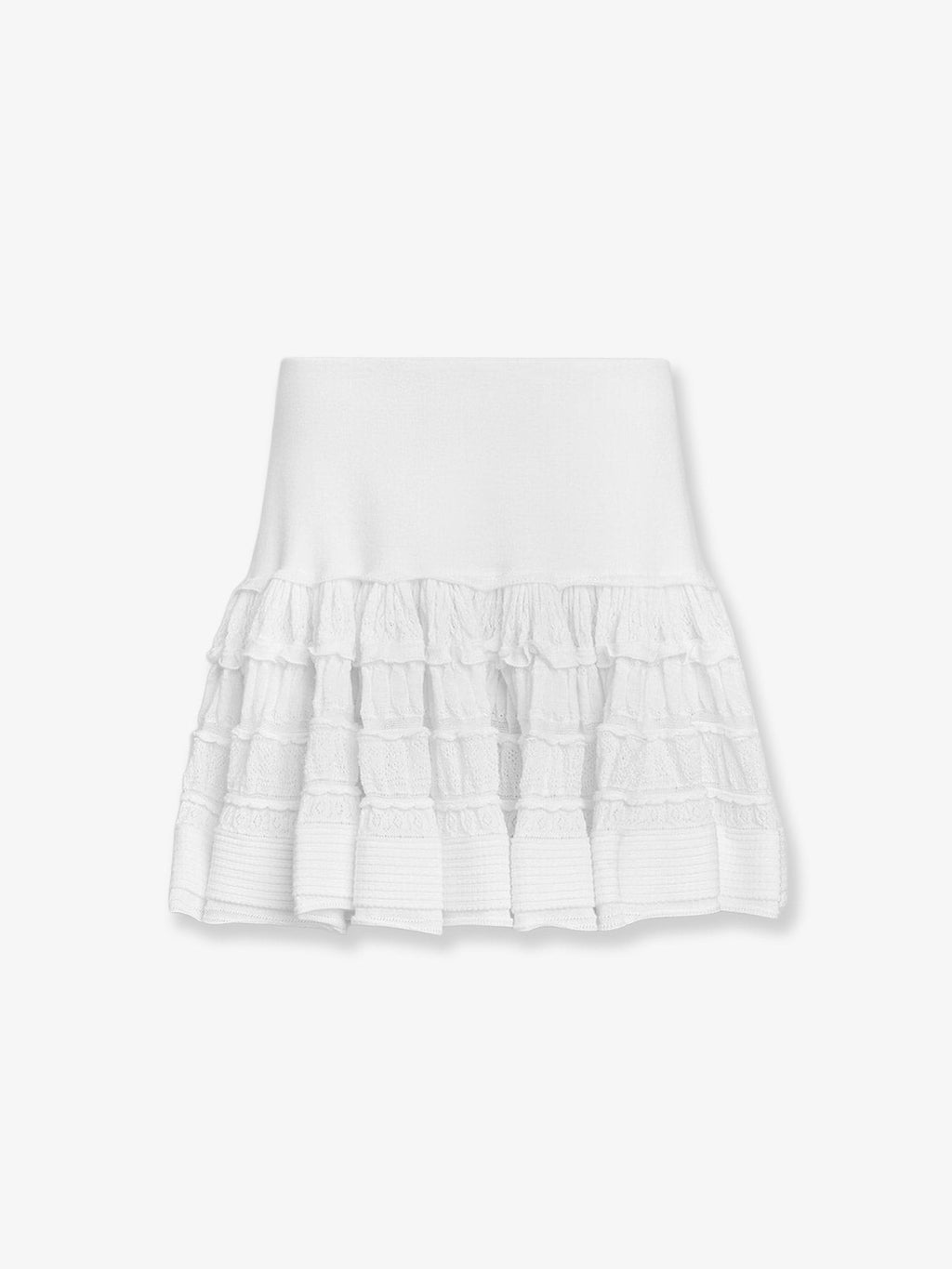 ALAÏA Women's Ruffle Virgin Wool Skirt White