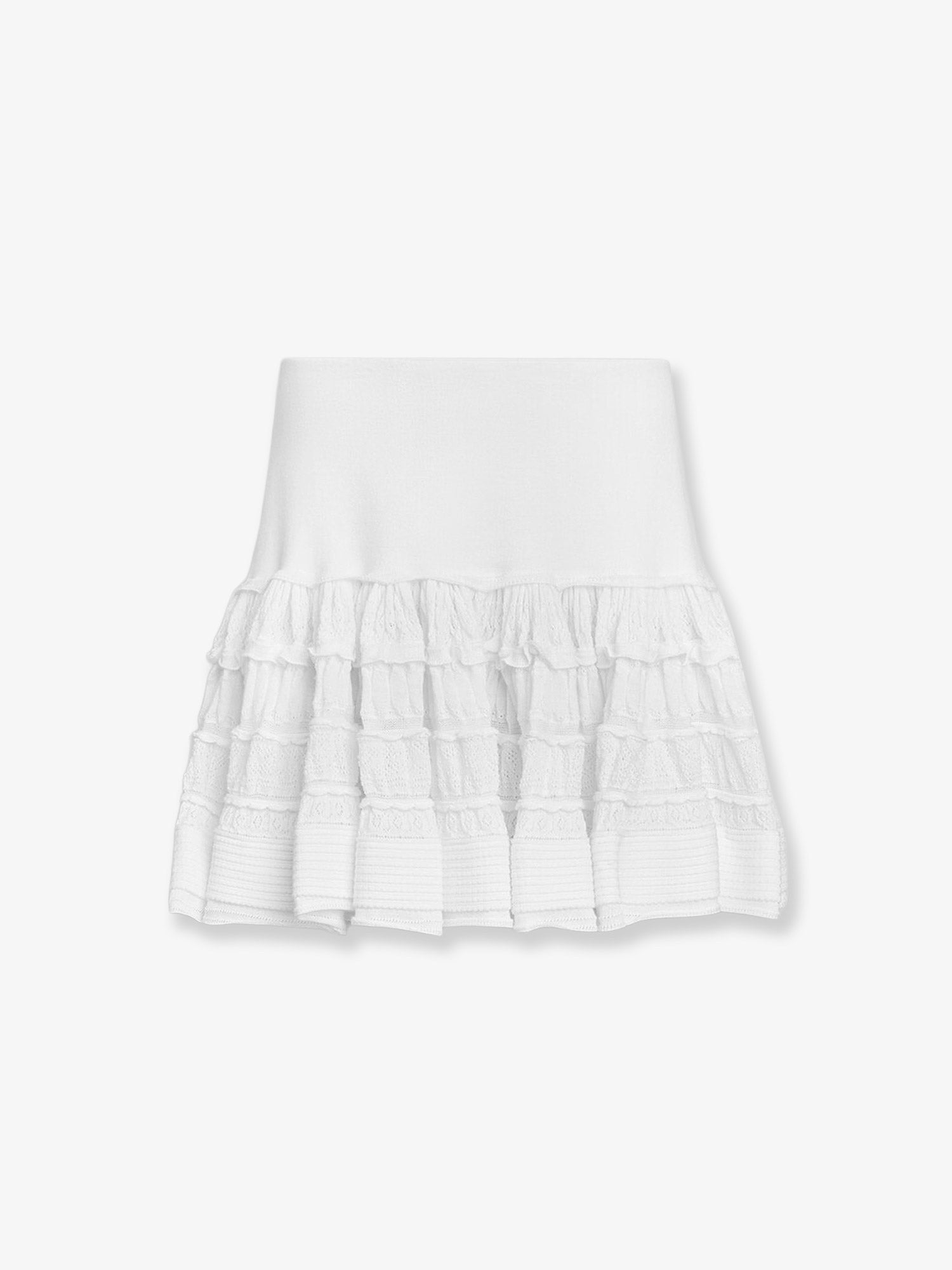 ALAÏA Women's Ruffle Virgin Wool Skirt White