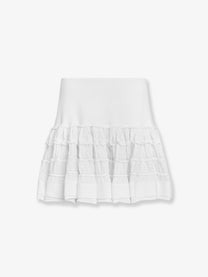ALAÏA Women's Ruffle Virgin Wool Skirt White