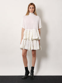 ALAÏA Women's Ruffle Virgin Wool Skirt White