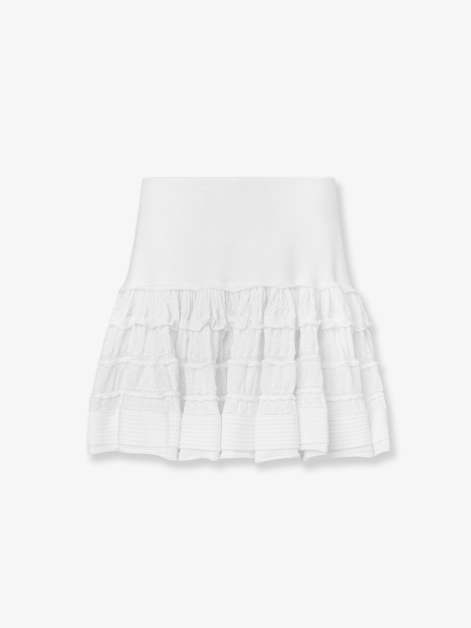 ALAÏA Women's Ruffle Virgin Wool Skirt White