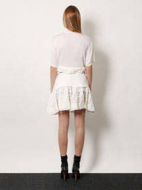 ALAÏA Women's Ruffle Virgin Wool Skirt White