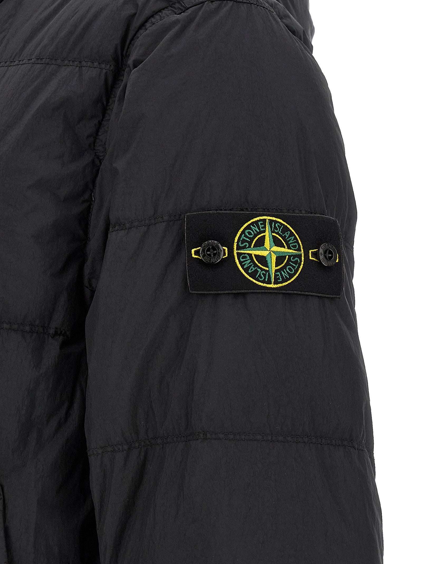 Stone Island Ruffled Effect Down Jacket Blue