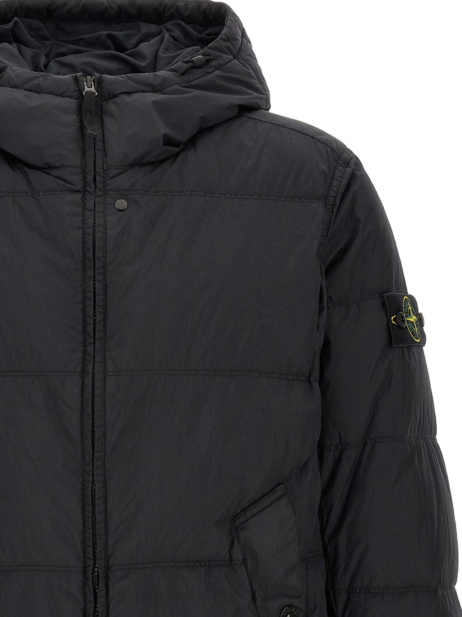 Stone Island Ruffled Effect Down Jacket Blue