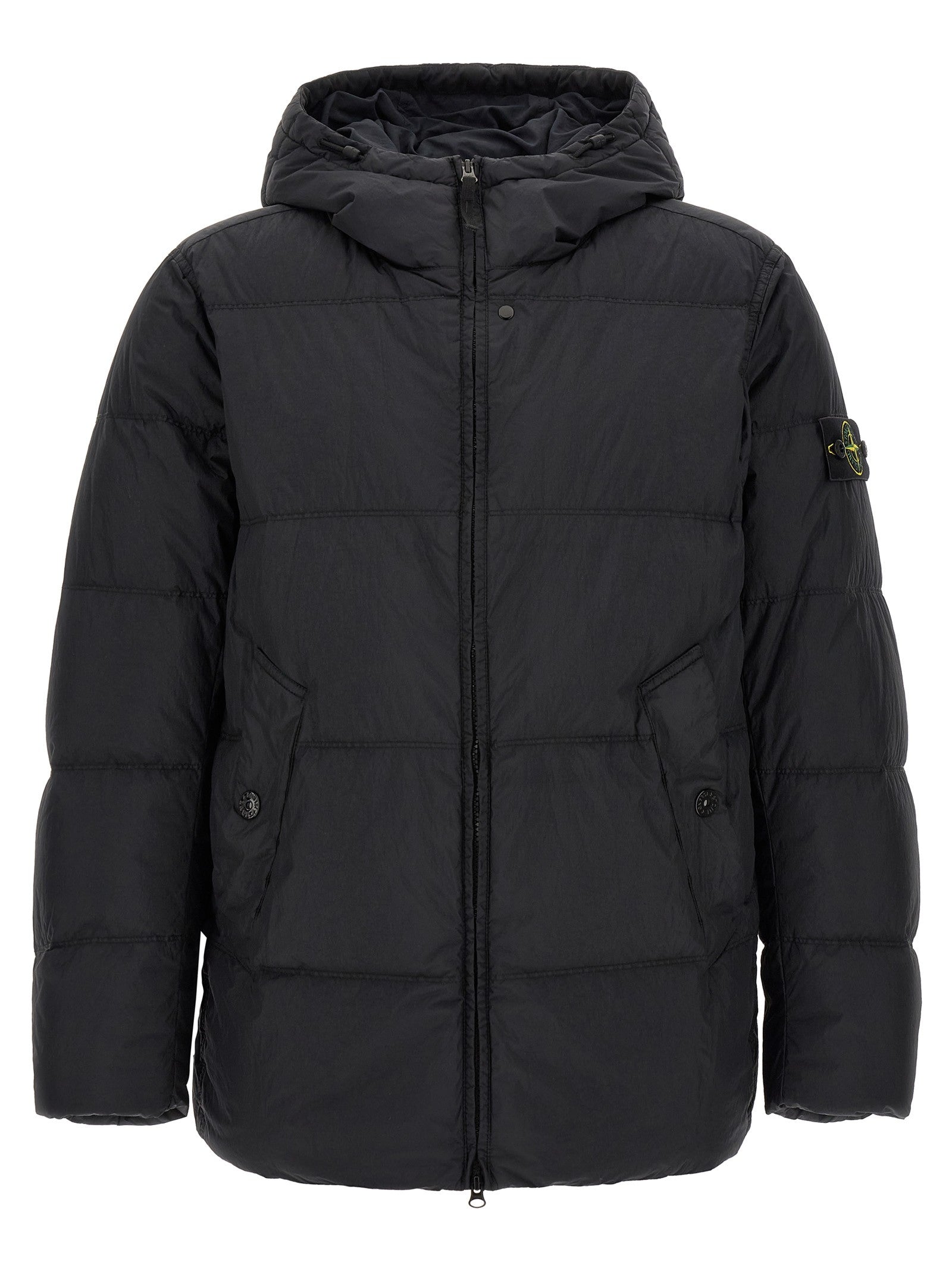 Stone Island Ruffled Effect Down Jacket Blue