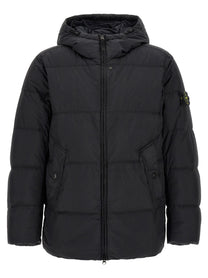 Stone Island Ruffled Effect Down Jacket Blue