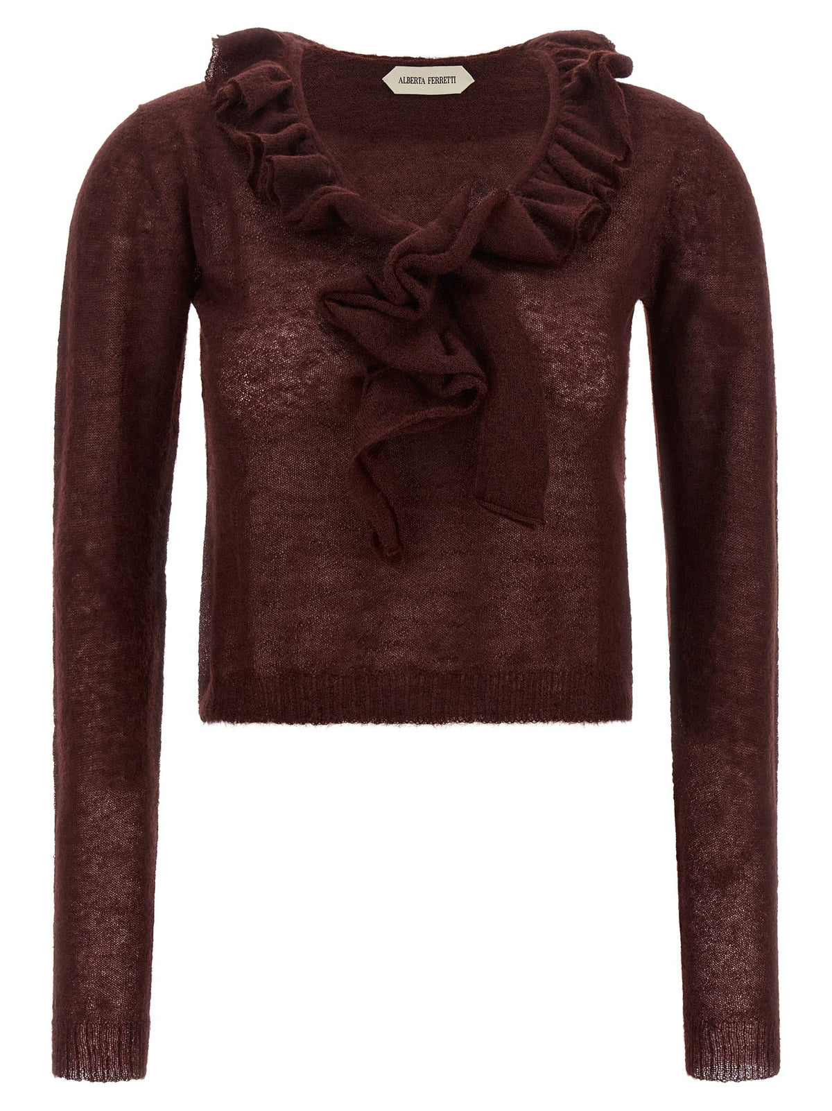 Alberta Ferretti Ruffled Sweater Red