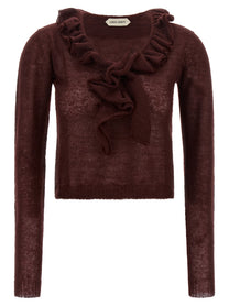 Alberta Ferretti Ruffled Sweater Red