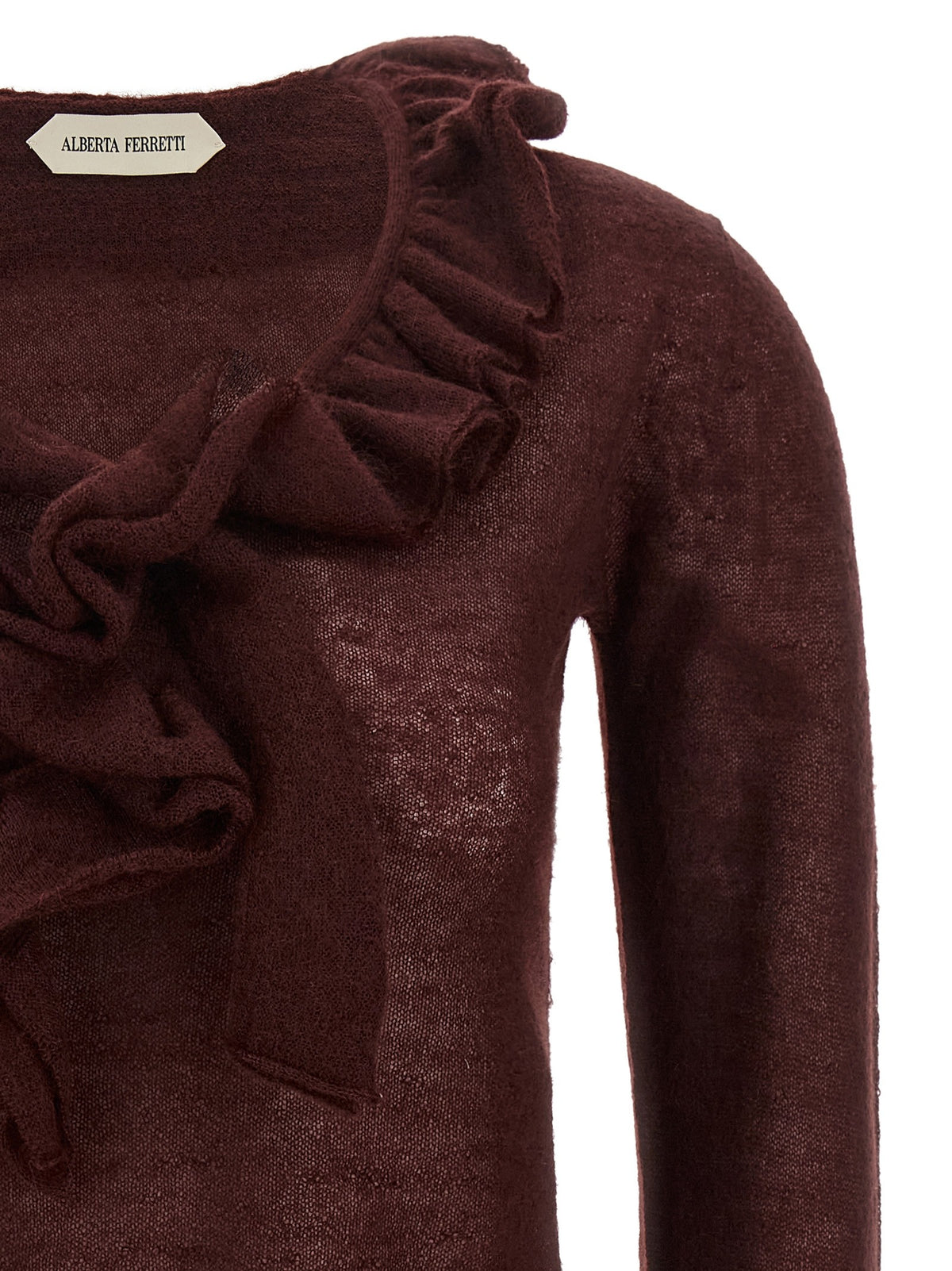 Alberta Ferretti Ruffled Sweater Red, view 3
