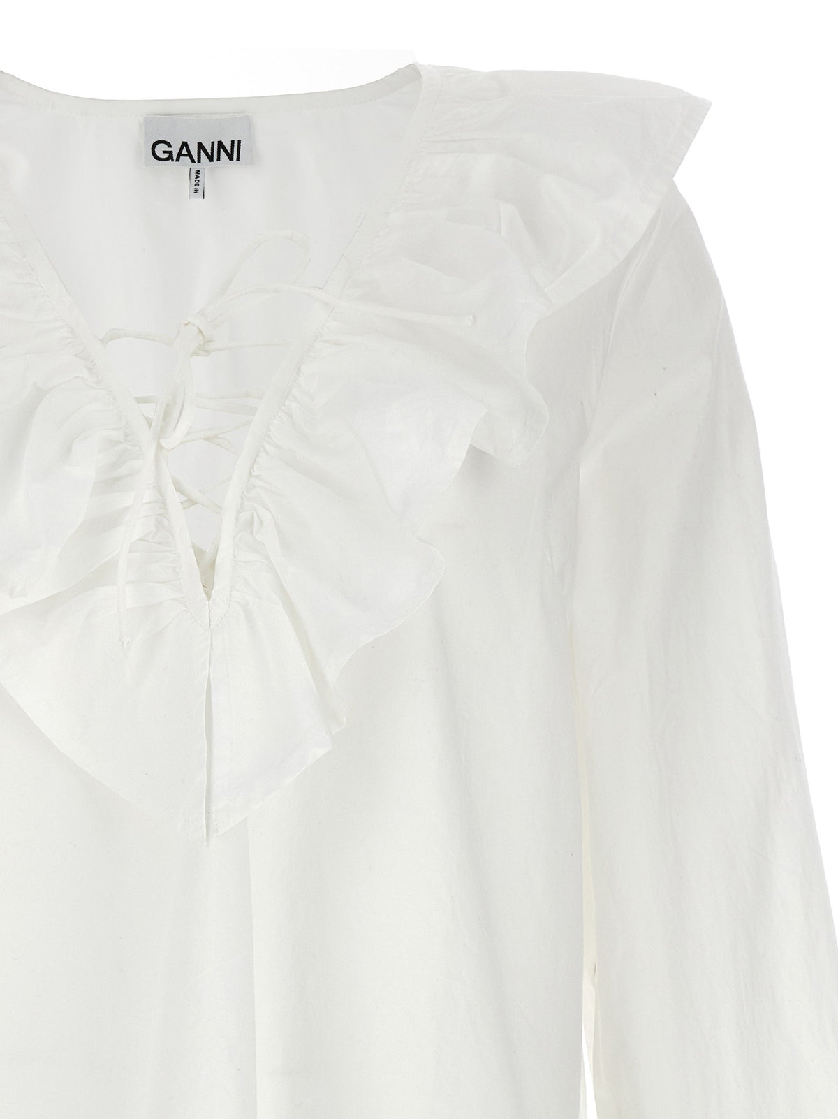 Ganni Ruffles Shirt White, view 3