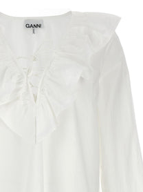 Ganni Ruffles Shirt White, view 3
