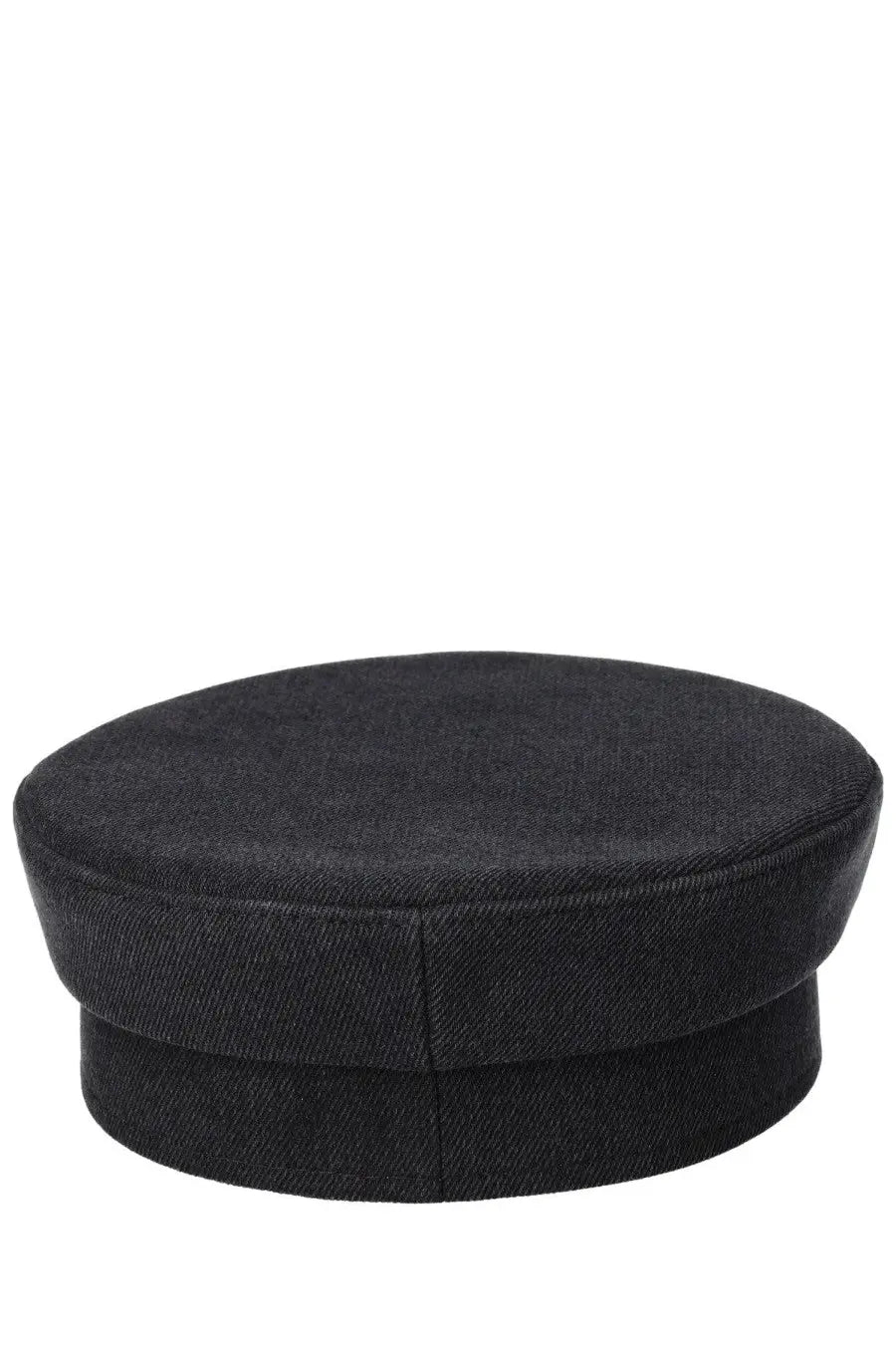 Black woolen flat cap with structured rounded crown and curved brim ruslan baginskiy women’s baker boy hat black