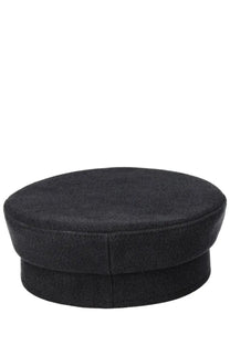 Black woolen flat cap with structured rounded crown and curved brim ruslan baginskiy women’s baker boy hat black