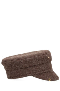 Ruslan Baginskiy women’s brown woolen baker boy hat with flat top structured brim and subtle stitching details
