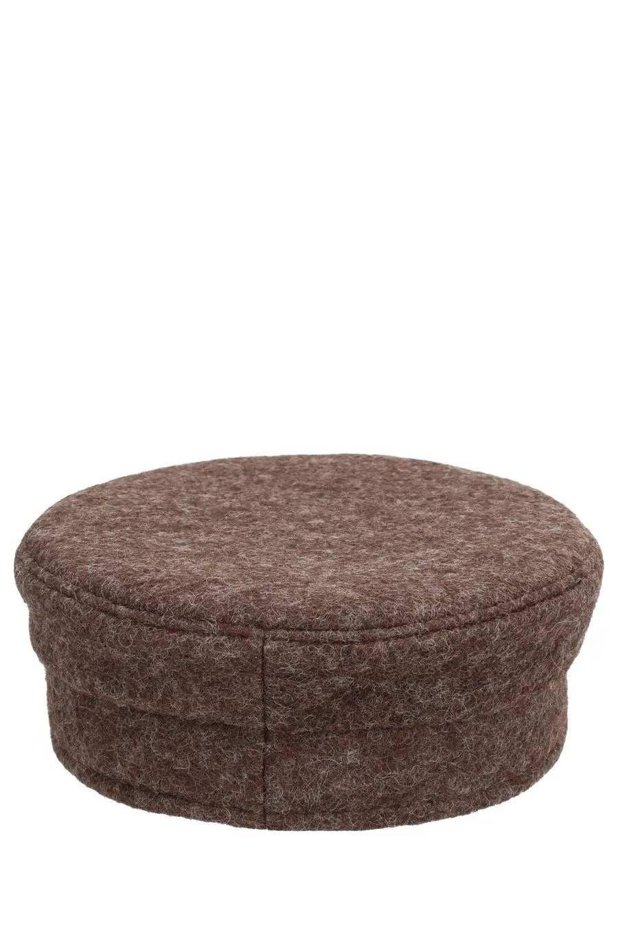 Ruslan Baginskiy women’s baker boy hat in brown wool with a textured mottled surface and subtle stitching details