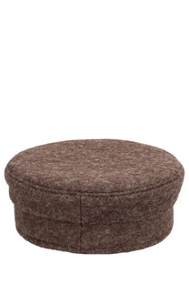 Ruslan Baginskiy women’s baker boy hat in brown wool with a textured mottled surface and subtle stitching details