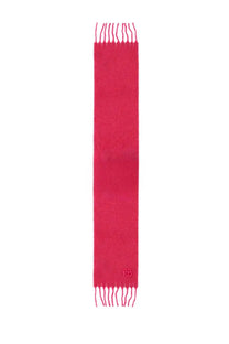 Ruslan Baginskiy women’s wool scarf in vibrant fuchsia cashmere with fringed ends and subtle embroidered logo