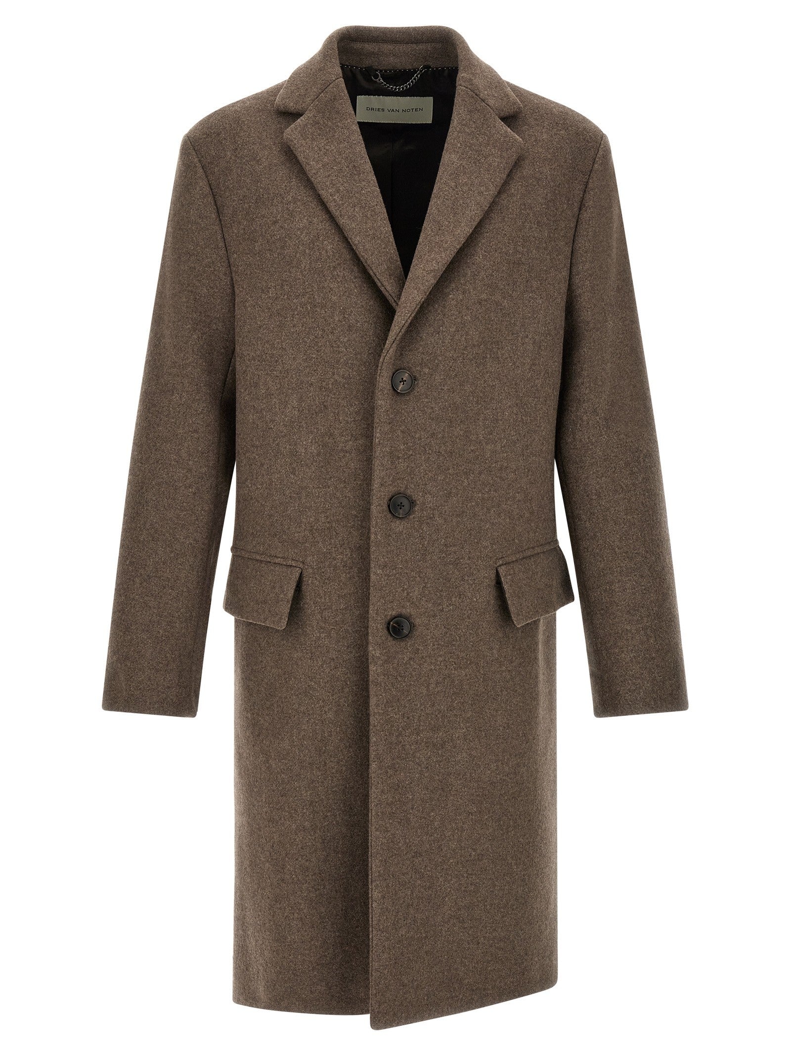 Dries Van Noten Rustic Wool Coat Brown