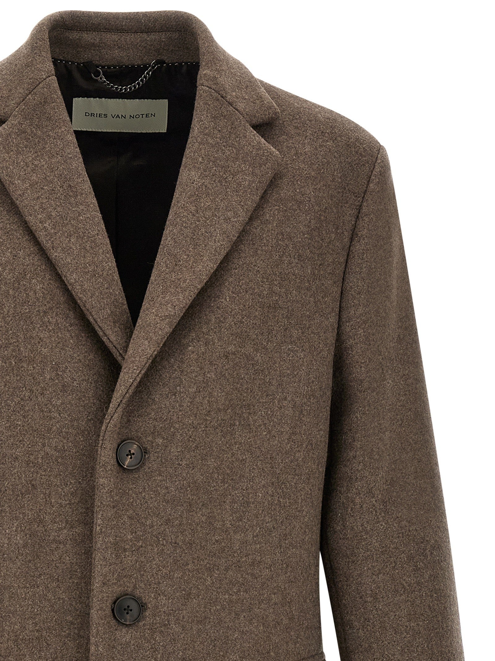 Dries Van Noten Rustic Wool Coat Brown