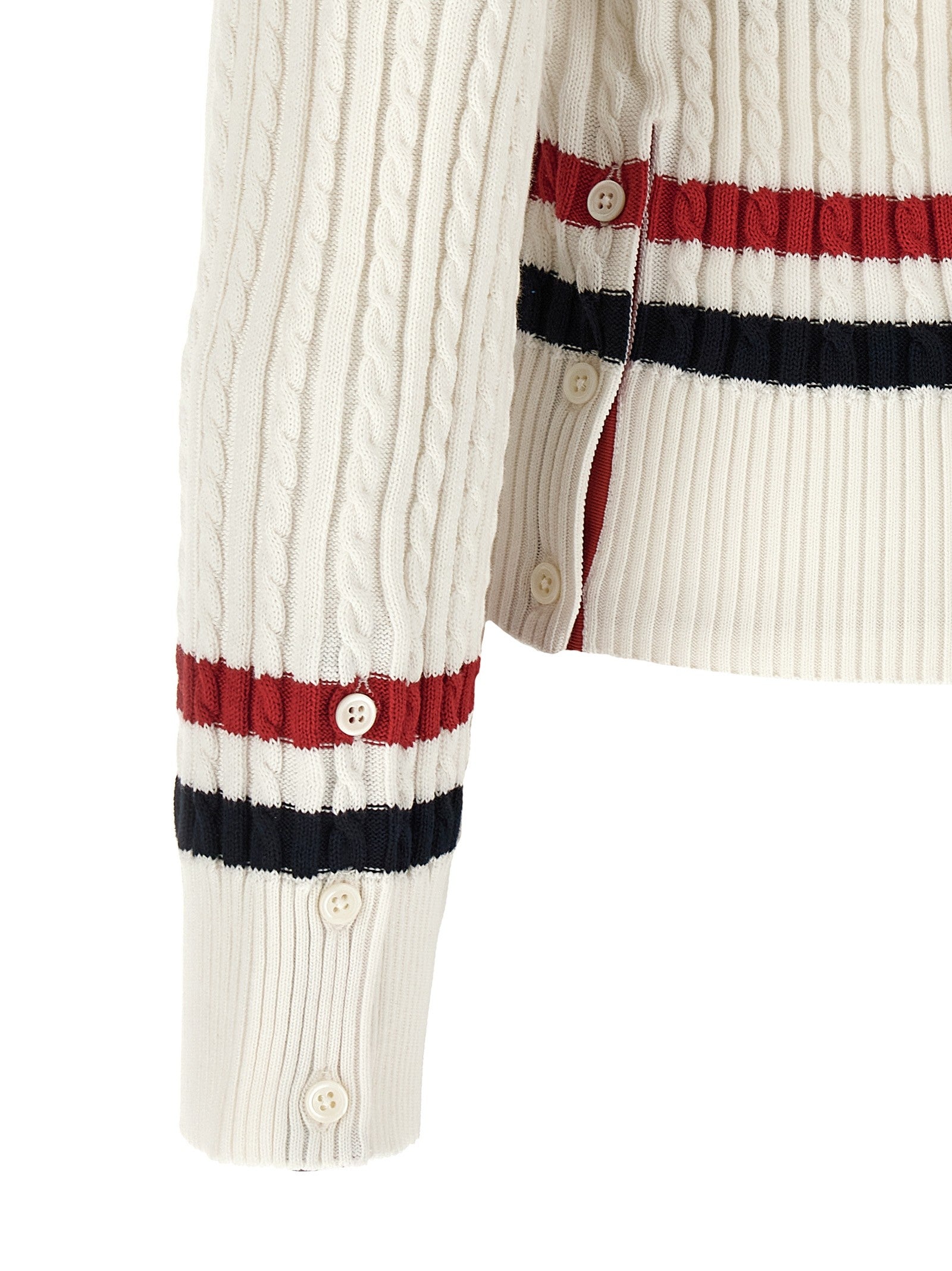 Thom Browne Rwb Intarsia Sweater White