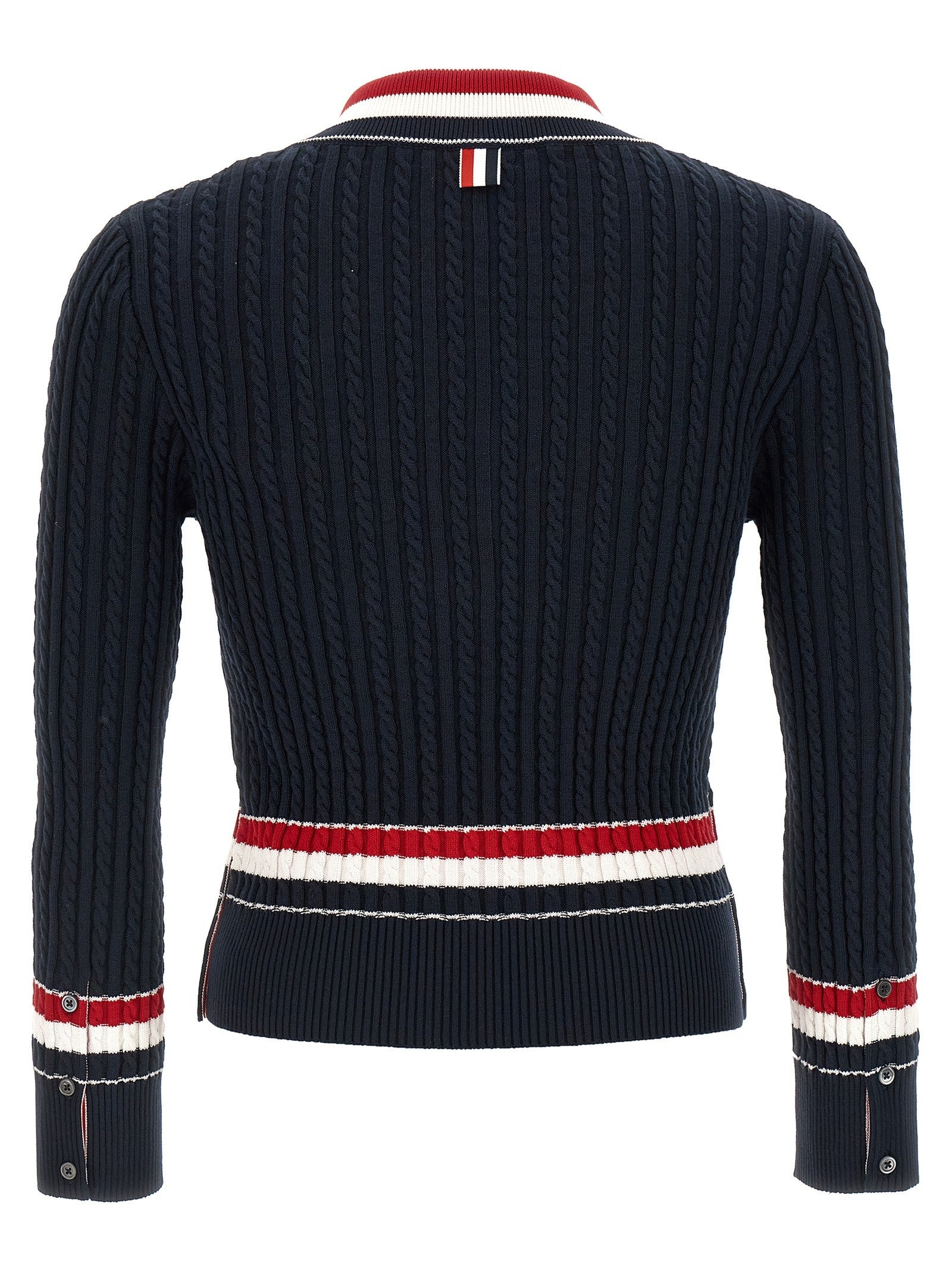 Thom Browne Rwb Intarsia Sweater Blue