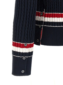 Thom Browne Rwb Intarsia Sweater Blue