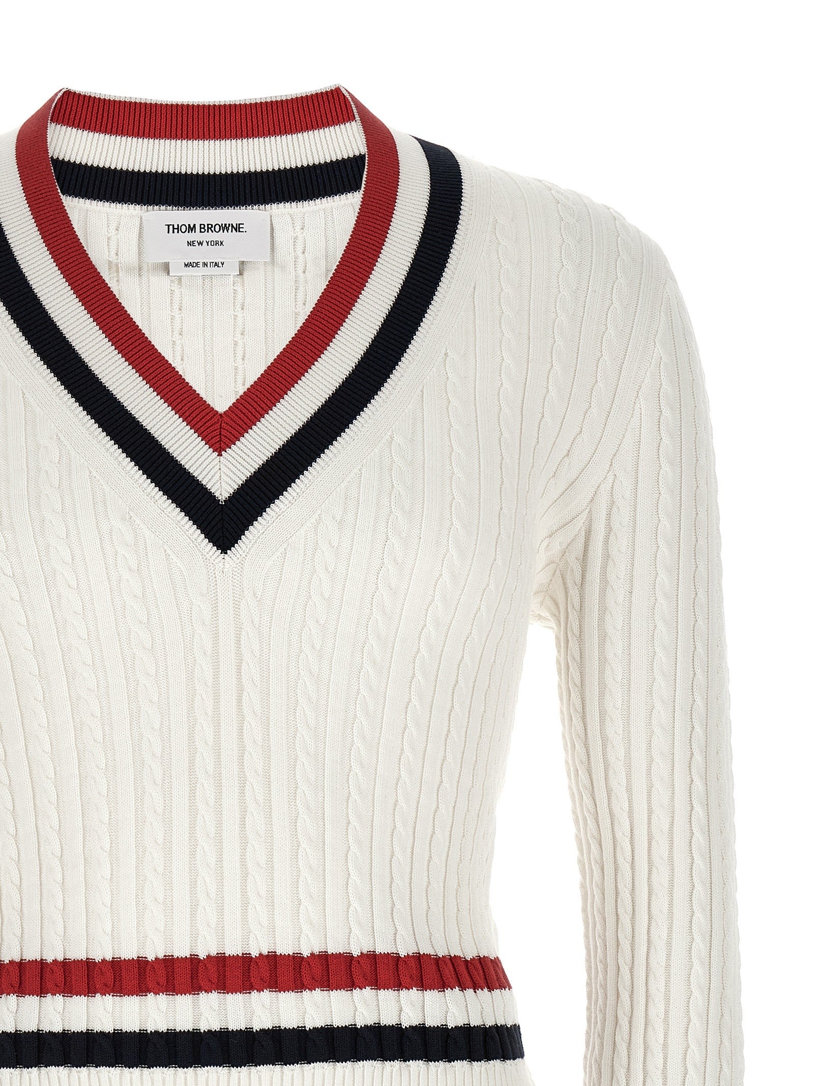 Thom Browne Rwb Intarsia Sweater White