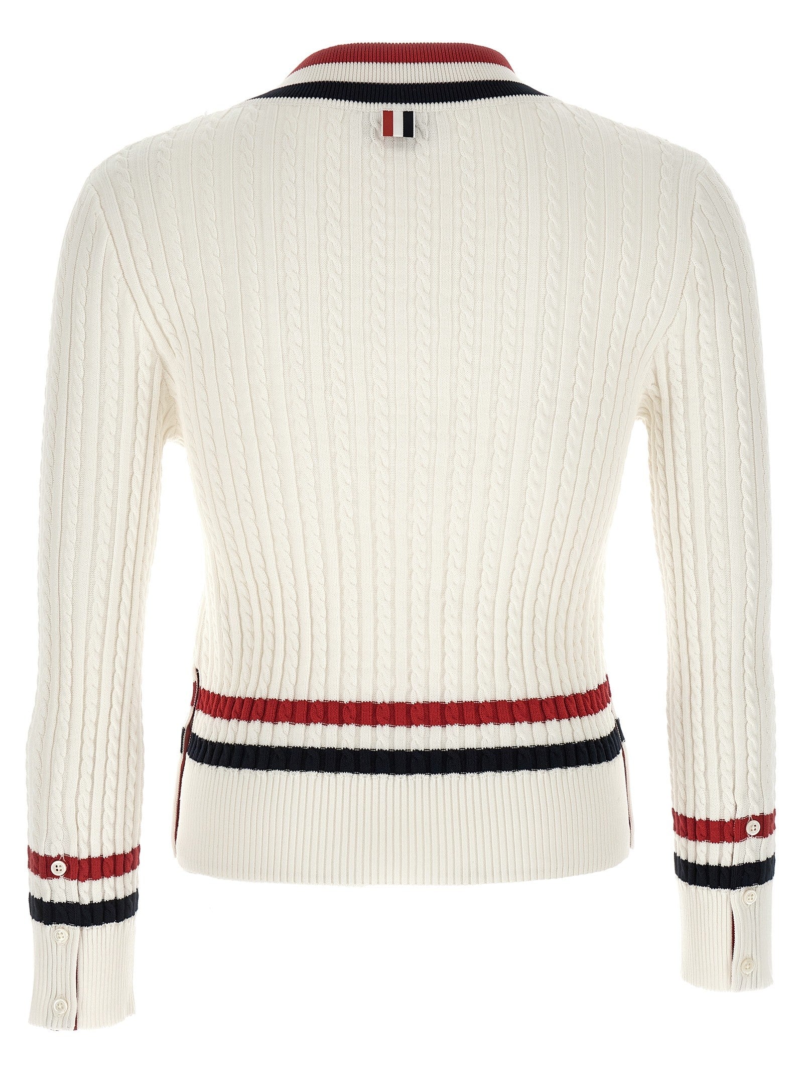 Thom Browne Rwb Intarsia Sweater White
