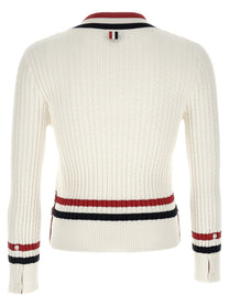 Thom Browne Rwb Intarsia Sweater White