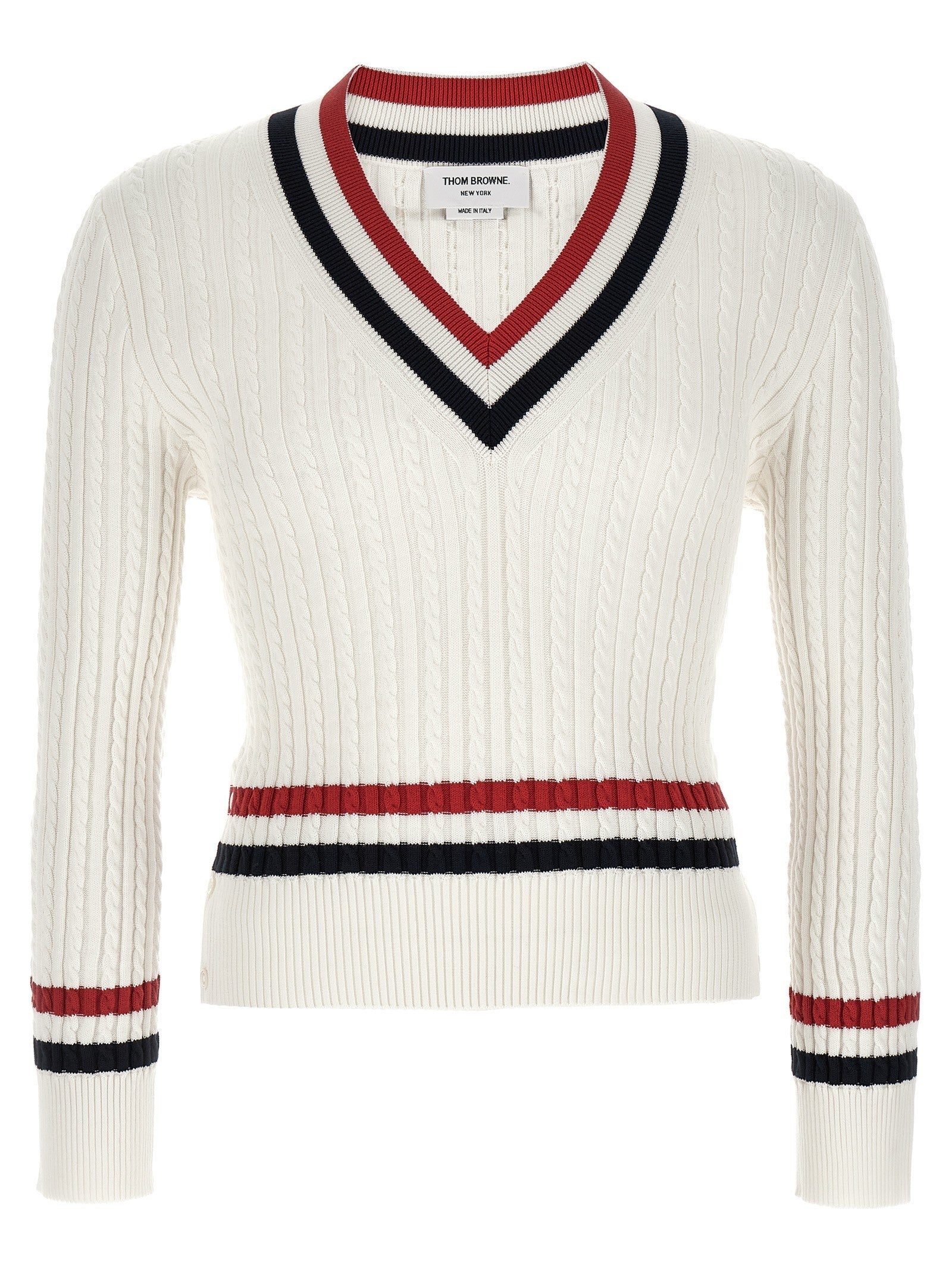 Thom Browne Rwb Intarsia Sweater White