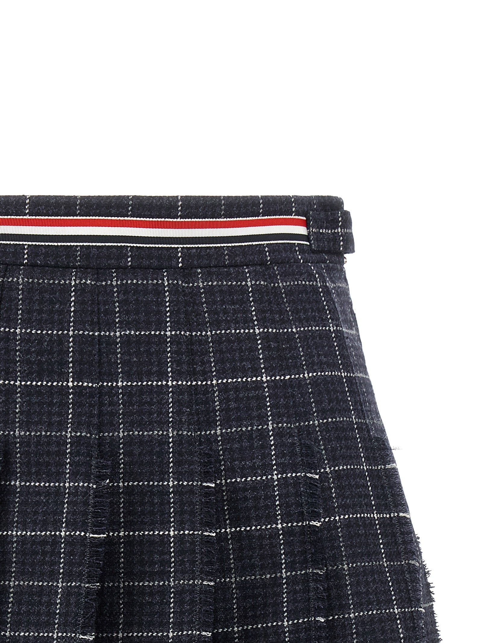 Thom Browne Rwb Pleated Tweed Skirt Blue