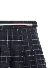 Thom Browne Rwb Pleated Tweed Skirt Blue