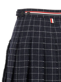 Thom Browne Rwb Pleated Tweed Skirt Blue