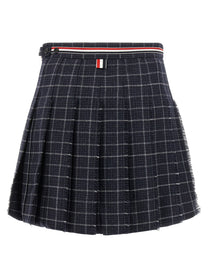 Thom Browne Rwb Pleated Tweed Skirt Blue