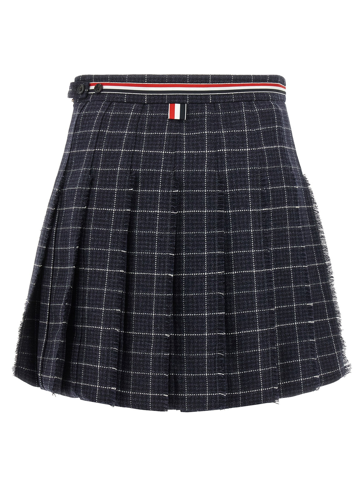 Thom Browne Rwb Pleated Tweed Skirt Blue, view 2