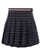 Thom Browne Rwb Pleated Tweed Skirt Blue