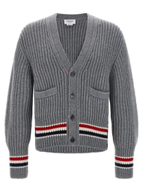 Thom Browne Rwb Tape Cardigan Grey