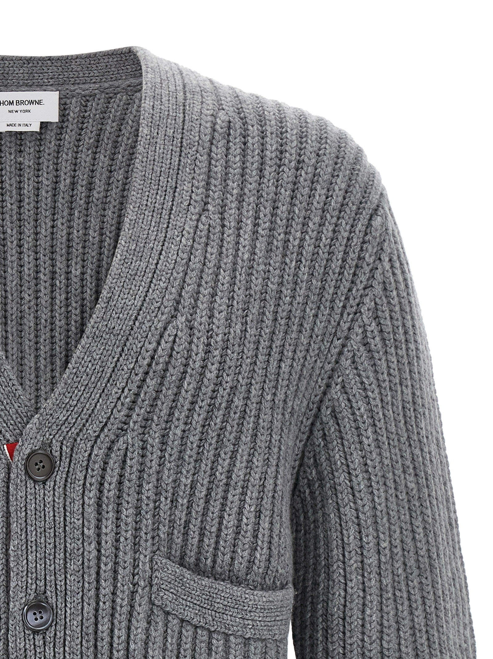 Thom Browne Rwb Tape Cardigan Grey