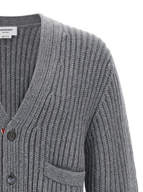 Thom Browne Rwb Tape Cardigan Grey