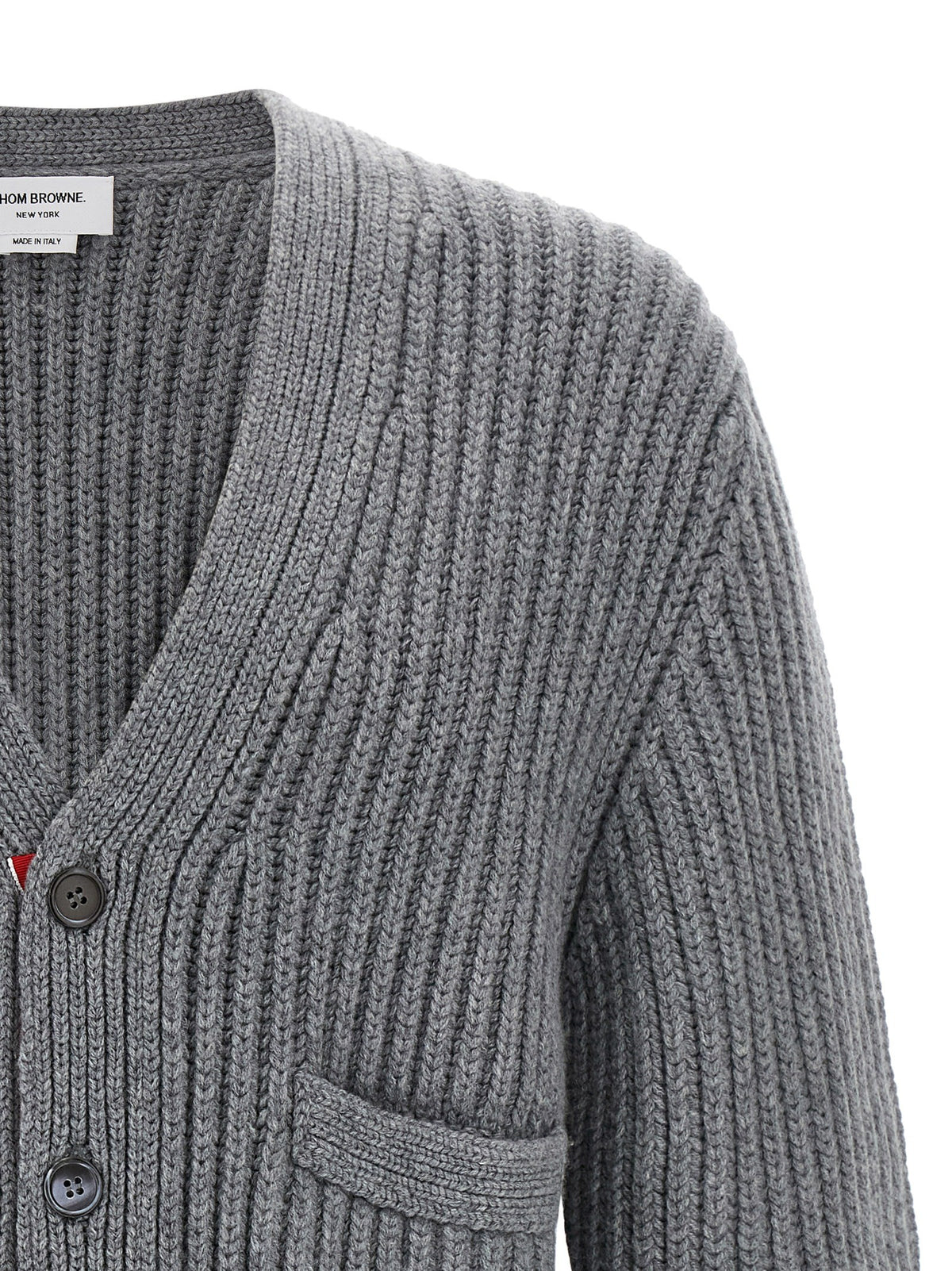 Thom Browne Rwb Tape Cardigan Grey, view 3